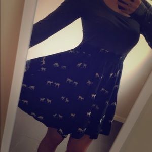Basic long sleeve deer print dress